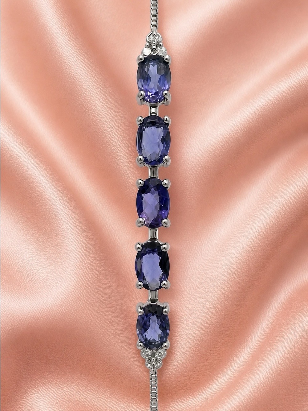 Genuine Iolite Adjustable S925 Bolo Bracelet.